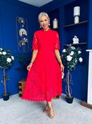 Alva Crochet Detail Occasion Dress Rouge