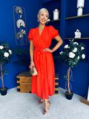 Eirca Wrap Detail Midi Dress Coral