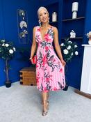 Carly Pleated Midi Dress Floral Cerise image