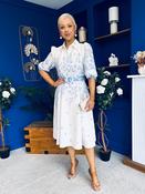 Holland Collar Midi Dress White &amp; Blue image