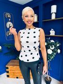 Steph Gold Clasp Polka Top White image