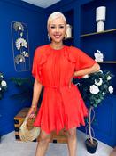 Romy Frill Detail Mini Dress Coral image
