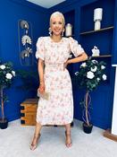 Imogen Gathered Detail Midi Dress Floral Cream image