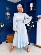 Jacqueline Gathered Satin Occasion Dress Baby Blue image
