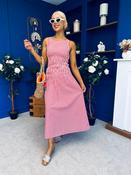 Fiona Sleeveless Midi Dress Check Red