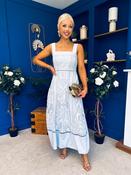 Maeve Crochet Detail Occasion Midi Dress Blue