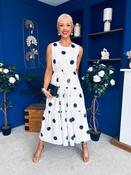 Samantha Tiered Midi Dress Polka White