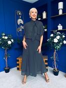 Phoebe Chiffon Detailed Top &amp; Skirt Set Polka Black