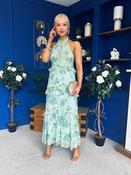 Terry Frill Trim Halterneck Dress Mint
