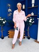 Barbara Detailed Top &amp; Trouser Set Baby Pink