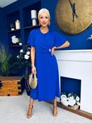 Naomi Gold Clasp Detailed Midi Dress Cobalt