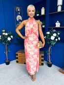 Paige Halterneck Mesh Midi Dress Floral Coral image