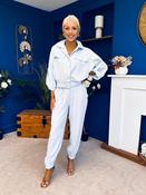 Barbara Detailed Top &amp; Trouser Set Baby Blue