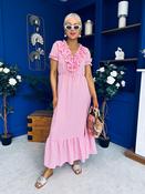 Martha Frill Detail Midi Dress Check Rose