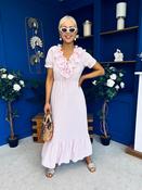 Martha Frill Detail Midi Dress Check Baby Pink image
