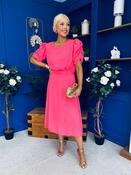 Laoise Puff Sleeve Banded Midi Dress Neon image