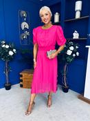 Laoise Puff Sleeve Banded Midi Dress Hot Pink image
