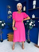 Laoise Puff Sleeve Banded Midi Dress Cerise image