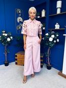Gwen Detailed Crochet Top &amp; Trouser Set Blush