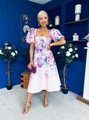 Tatum Square Neckline Skater Midi Floral Pink image