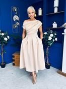 Breffy Asymmetric Neckline Skater Midi Beige image
