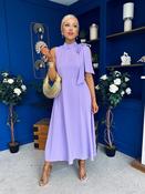 Joanna High Neck Bow Detail Midi Dress Lilac image