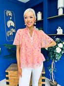 Tori Angel Sleeve Top Floral Pink image