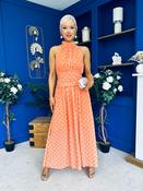Trinity Banded Halterneck Dress Polka Coral
