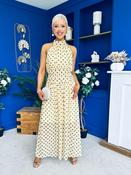 Trinity Banded Halterneck Dress Polka Yellow