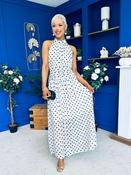 Trinity Banded Halterneck Dress Polka Cream image