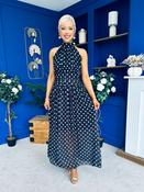Trinity Banded Halterneck Dress Polka Black image