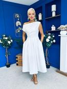 Breffy Asymmetric Neckline Skater Midi White image