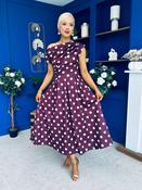 Breffy Asymmetric Neckline Skater Midi Polka Berry