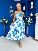 Danni Strapless Bandeau Midi Dress Floral Blue image