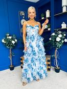 Rochelle Layered Occasion Dress Floral Blue image