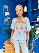 Ruairi Embroidered Detail Top Blue image