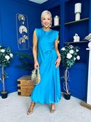 Penny Twist Detailed Midi Satin Dress Cyan Blue image