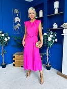 Penny Twist Detailed Midi Satin Dress Cerise Pink image