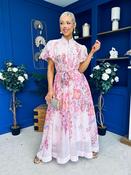 Becca Puff Sleeve Embellished Shirt Dress Floral Pink image
