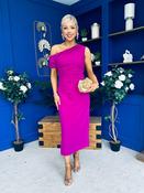 Donna Asymmetric Neckline Midi Dress Orchid image