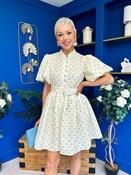 Kamilla Puff Sleeve Shirt Dress Blue Polka Yellow image
