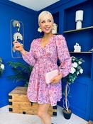 Hope Button Detail Mini Dress Floral Lilac image