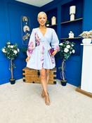 Hope Button Detail Mini Dress Floral Blue image