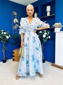 Holly 3D Floral Detailed Occasion Dress Floral Blue image