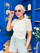Tanya Crochet Sleeve Top Yellow image