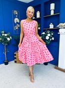 Sadhbh Tiered Midi Dress Cerise Polka Pink image