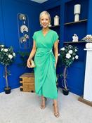 Opal Gold Clasp Detailed Midi Dress Emerald