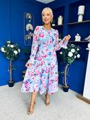 Kaylinn Banded Midi Dress Floral Pwr Blue image