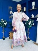 Martina Detailed Occasion Shirt Dress Floral Cream image