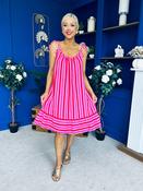 Hilda Striped Para Midi Dress Dress Cerise image